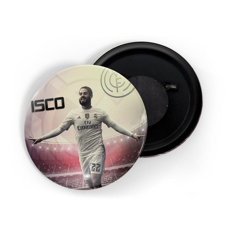 dhcrafts Round Fridge Magnet White color Isco Glossy Finish Design Pack of 1 (75 mm)